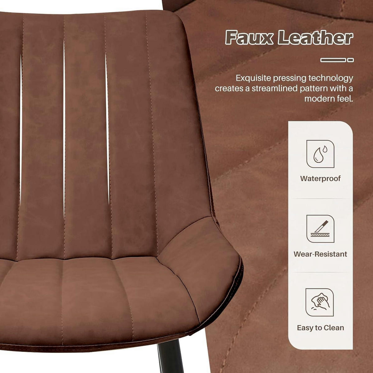 ESSZIMMERSTUHL 2er Set Kunstleder Braun, ergonomisch geformt - Braun, Kunststoff (53/89/45cm)