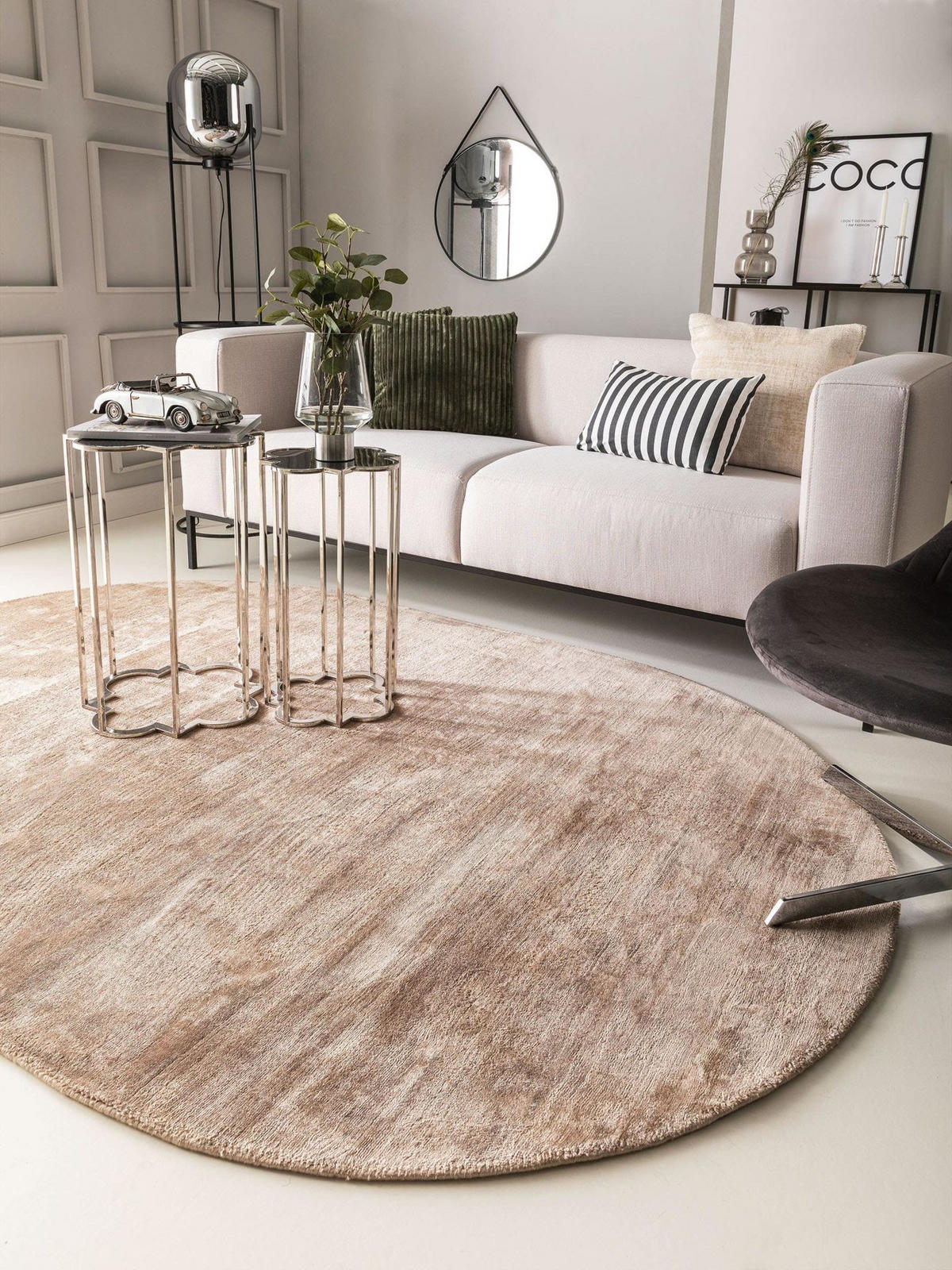 TEPPICH Viskoseteppich Nela Taupe - Taupe, Textil (150/1cm) - KUNSTLOFT