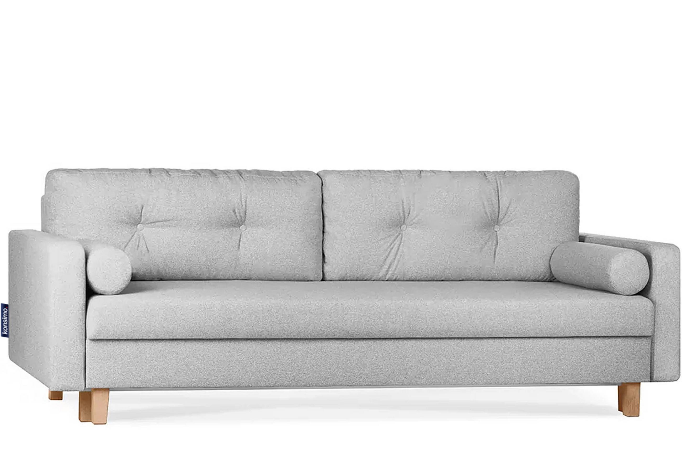 3-SITZER-SCHLAFSOFA ERISO mit weiche Sitzfläche und hohe Rückenlehne, Strukturstoff, hellgrau - Hellgrau/Braun, Textil (220/80/100cm) - KONSIMO®