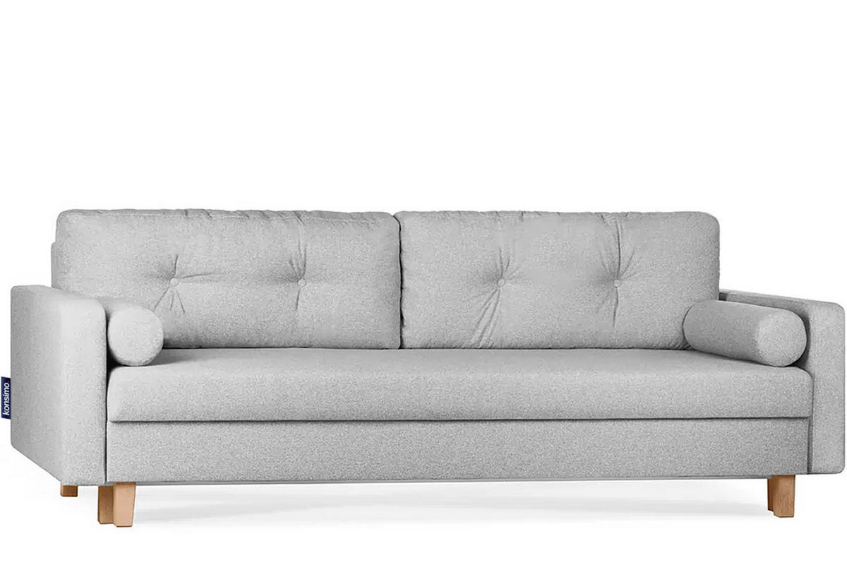 3-SITZER-SCHLAFSOFA ERISO mit weiche Sitzfläche und hohe Rückenlehne, Strukturstoff, hellgrau - Hellgrau/Braun, Textil (220/80/100cm) - KONSIMO®