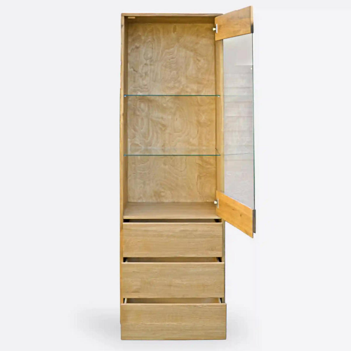 EICHEN-VITRINE mit Glasfront, Säule für das Wohnzimmer CORA - Eichefarben, Holz (60/190/40cm) - Rawood Furniture