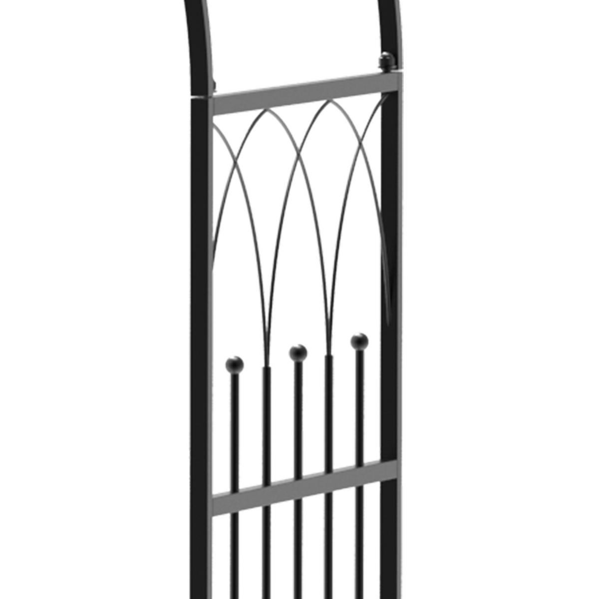ROSENBOGEN mit Bank, 115 x 59 x 203 cm, Metall, Schwarz - Schwarz, Metall (115/203/59cm) - Outsunny