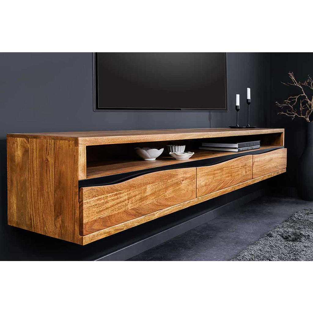 Thumbnail - riess-ambiente Tv-Lowboard, Braun, Schwarz, Holz, Holz, Metall, 160x30x35 cm, Wohnzimmer, Wohnwände, Lowboards, Lowboard...