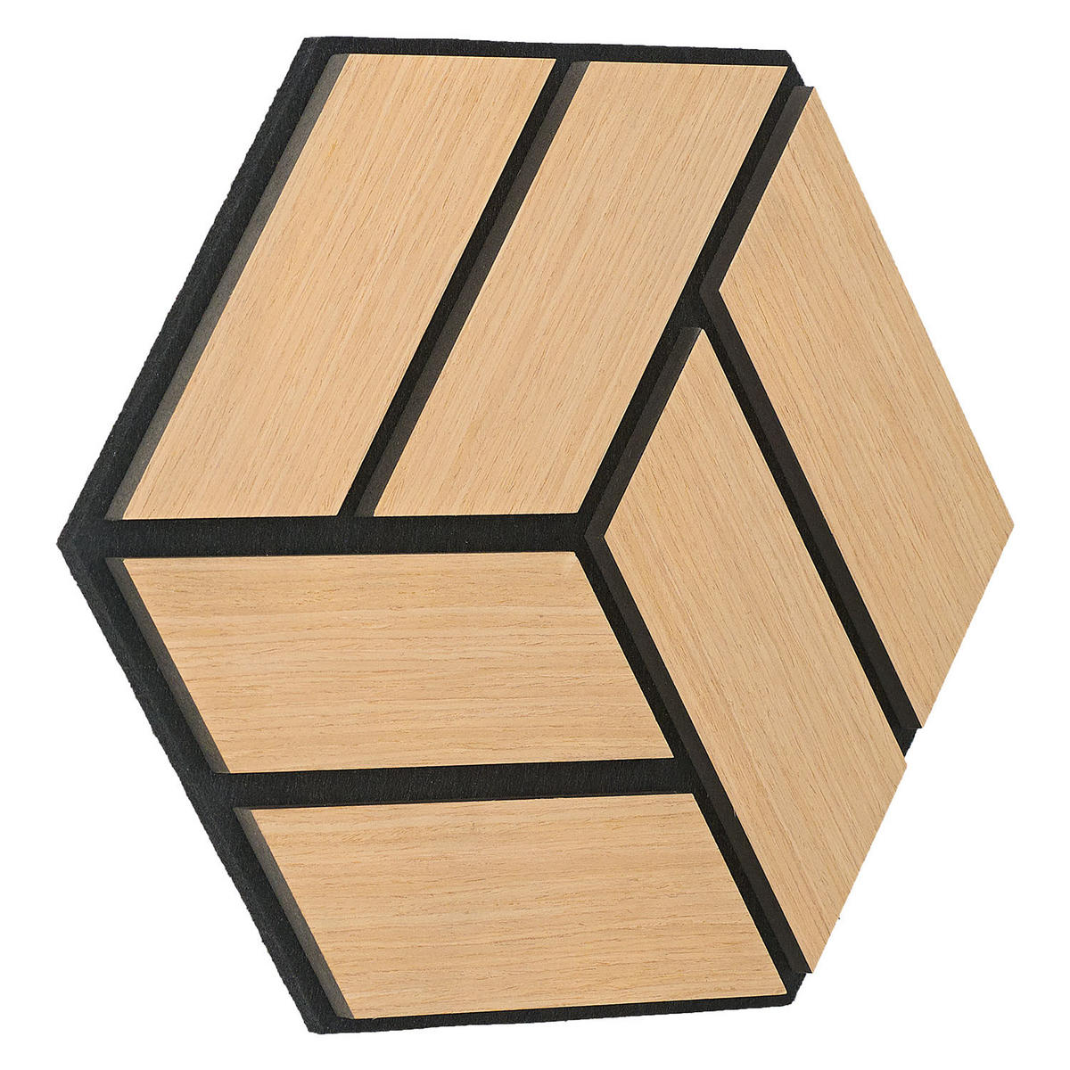 AKUSTIKPANEEL Hexagon Natur 4 Stück - Naturfarben, Holz (30/26/2cm) - Homestyle4u