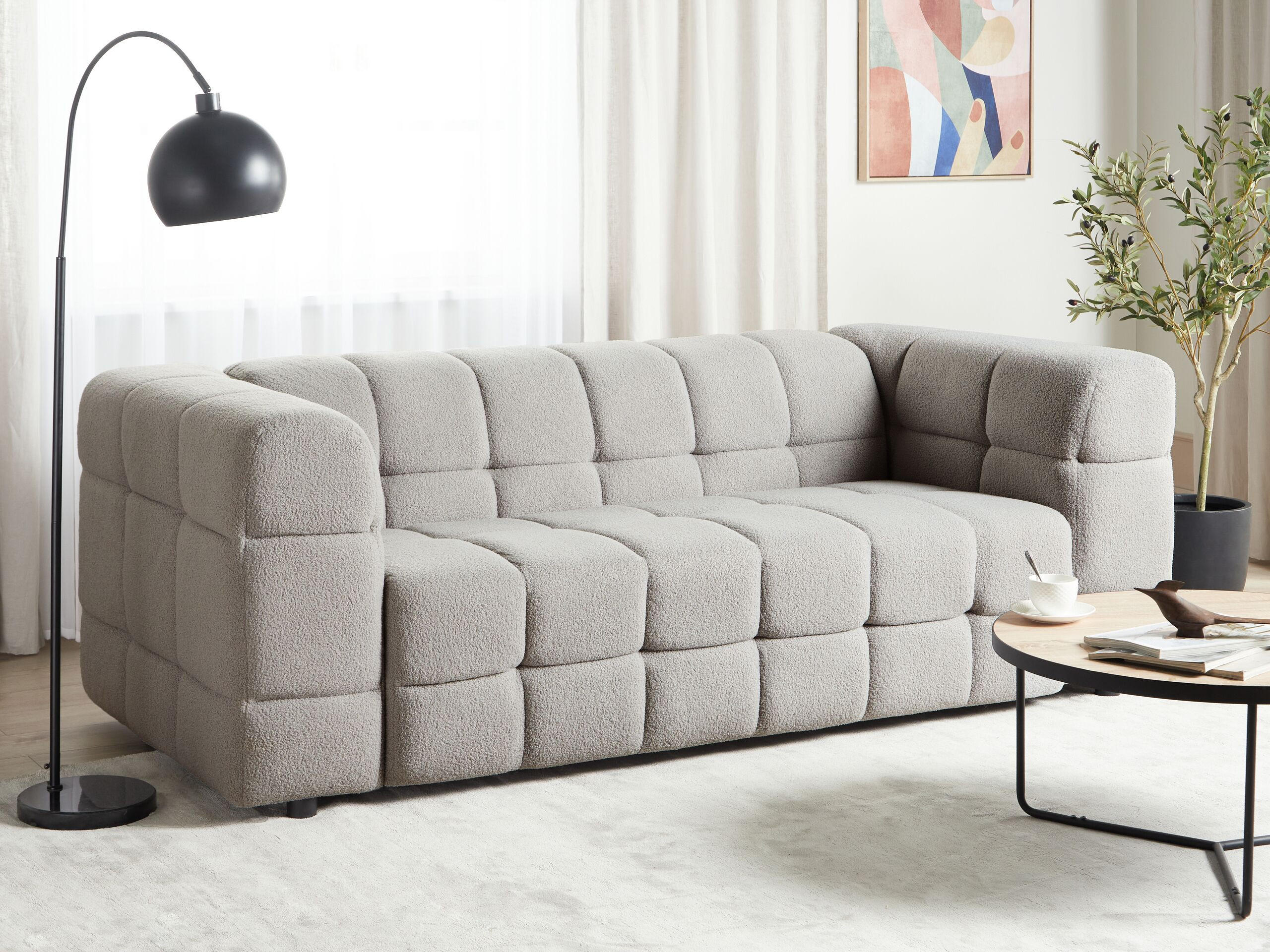 Thumbnail - Beliani 3-Sitzer-Sofa, Grau, Textil, 227x77x103 cm, Wohnzimmer, Sofas & Couches, Sofas, 3-Sitzer Sofas