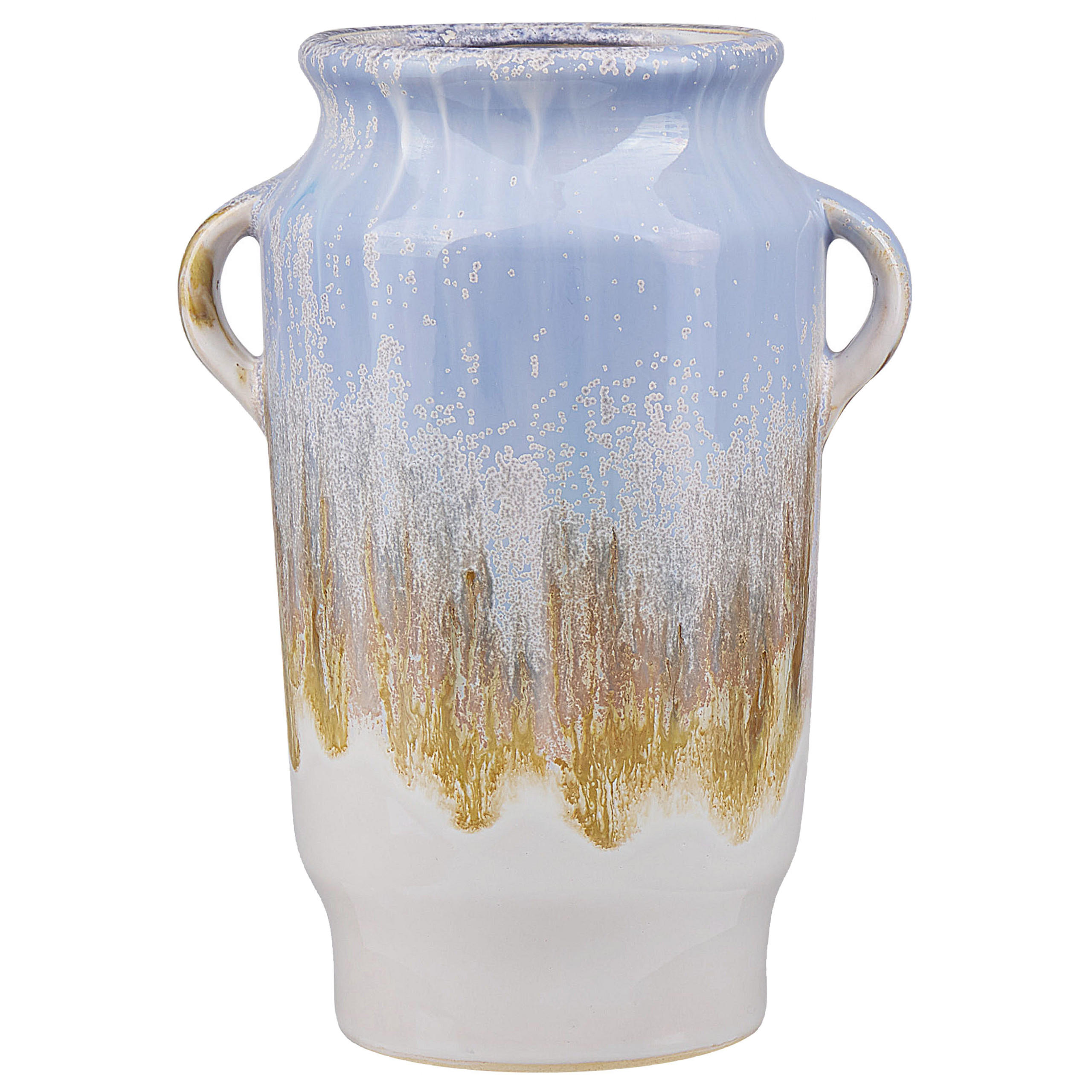 BLUMENVASE Steinzeug blau Gerrha - Blau, Stein (25cm) - Beliani