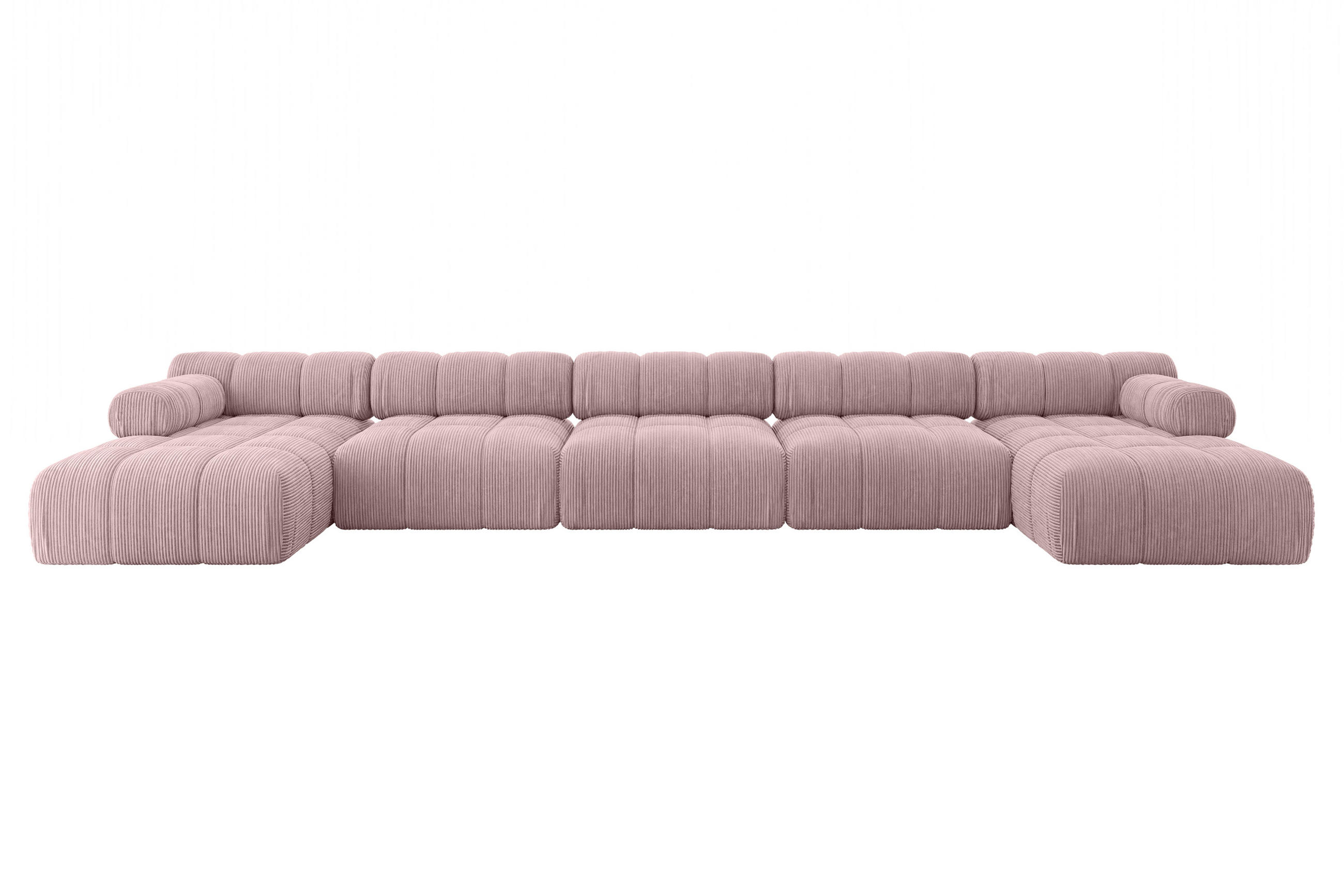 WOHNLANDSCHAFT modulares Sofa Tesso-U3 - 475x160x70 cm Rosa Cord - Rosa, Holzwerkstoff/Textil (475/70/160cm) - ALTDECOR