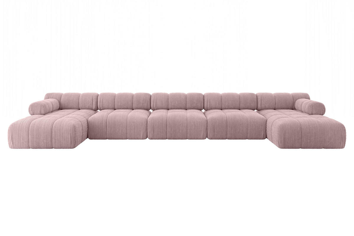 WOHNLANDSCHAFT modulares Sofa Tesso-U3 - 475x160x70 cm Rosa Cord - Rosa, Holzwerkstoff/Textil (475/70/160cm) - ALTDECOR