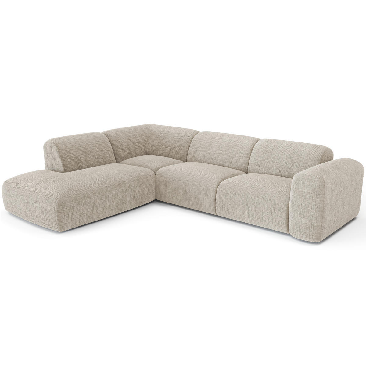 ECKSOFA LINKS Gemusterter Samt Beige 269cm - Beige, Textil (221/269cm) - Sia Home
