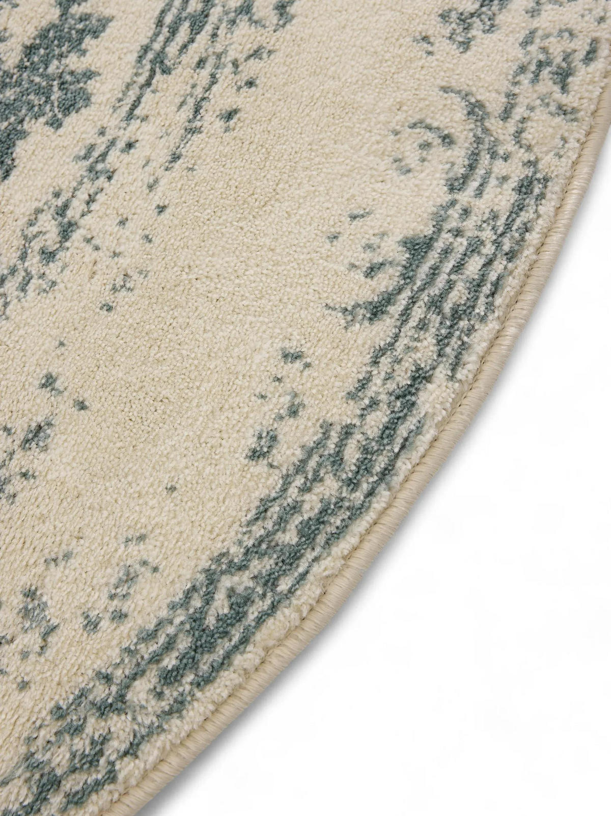 VINTAGE-TEPPICH Suki ø 120 cm rund - Creme/Mintgrün, Kunststoff (120/120cm) - benuta