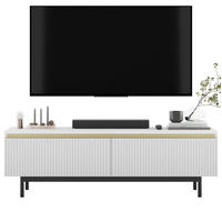 TV-SCHRANK Selene Weiß Matt mit Metallrahmen 140 cm - Schwarz/Weiß, Holzwerkstoff (140/44/35cm) - Meble Lindner