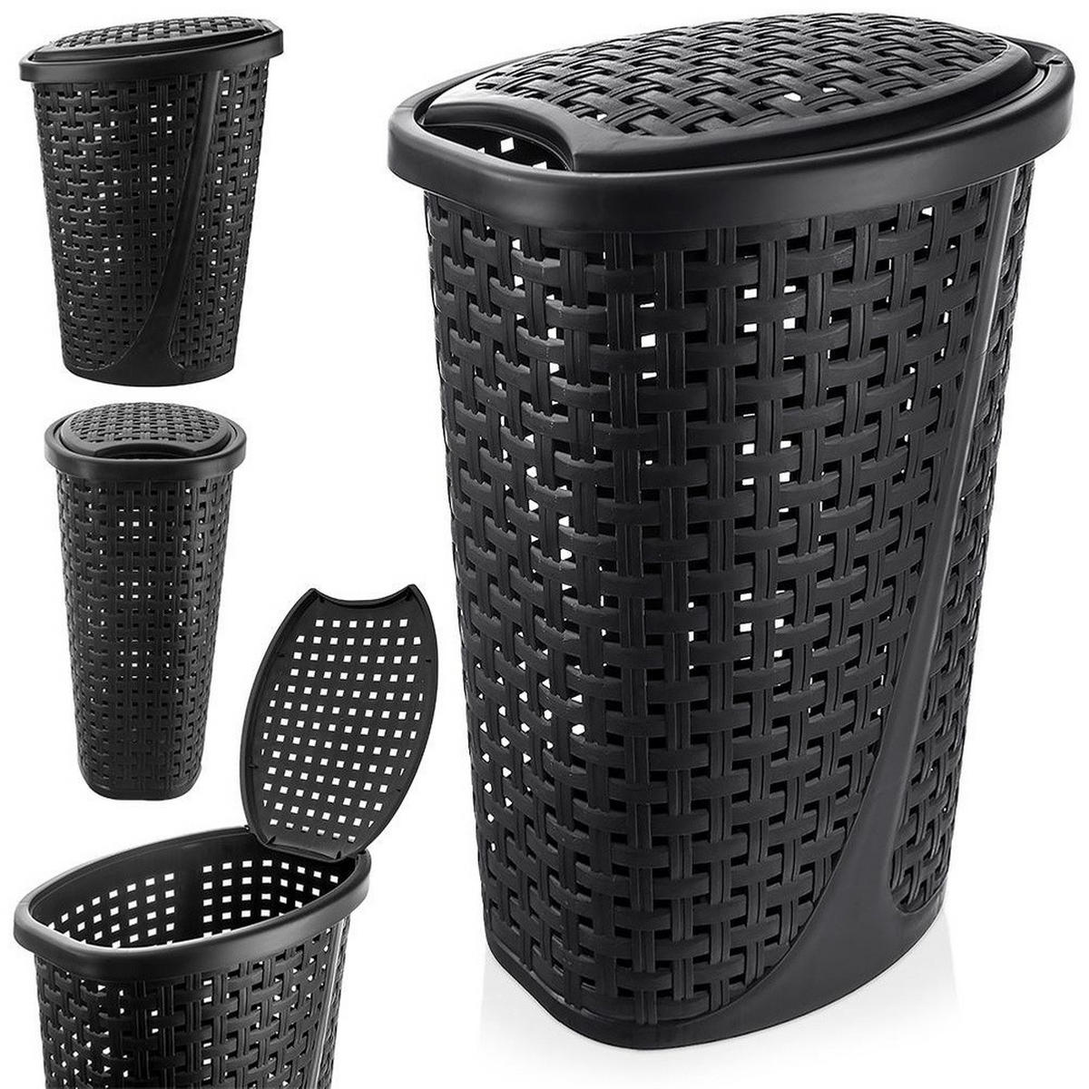 WÄSCHEKORB 45 l Kunststoff schwarz - Schwarz, Kunststoff (41/61/32cm) - Orion 