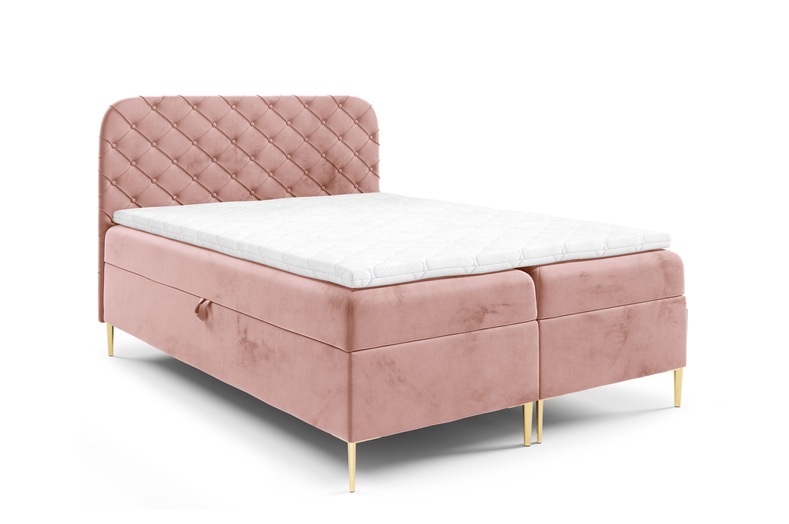 BOXBETT mit zwei Bettkasten 160x200 cm in Rosa - Pink, Textil (160/200cm) - Home Collective
