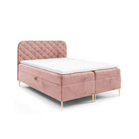 BOXBETT mit zwei Bettkasten 200x200 cm in Rosa - Pink, Textil (200/200cm) - Home Collective