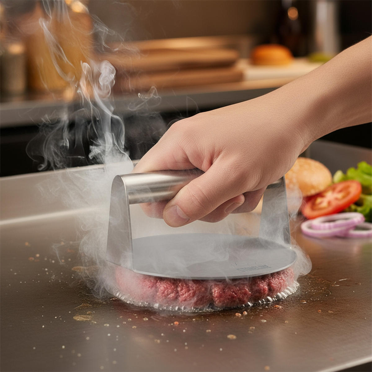 BURGER Smasher - Edelstahlfarben, Metall (16.5/7.5/16.9cm) - Stoneline