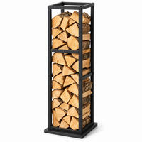 SUPORT LEMNE Negru oțel 120 cm - negru, metal (35/120/35cm) - Relaxdays