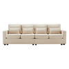 SOFA 4-Sitzer Leinenstoff Armlehnentaschen 4 Kissen Einfacher Stil - Beige, Holz (71/27.5/55.5cm) - FLIEKS
