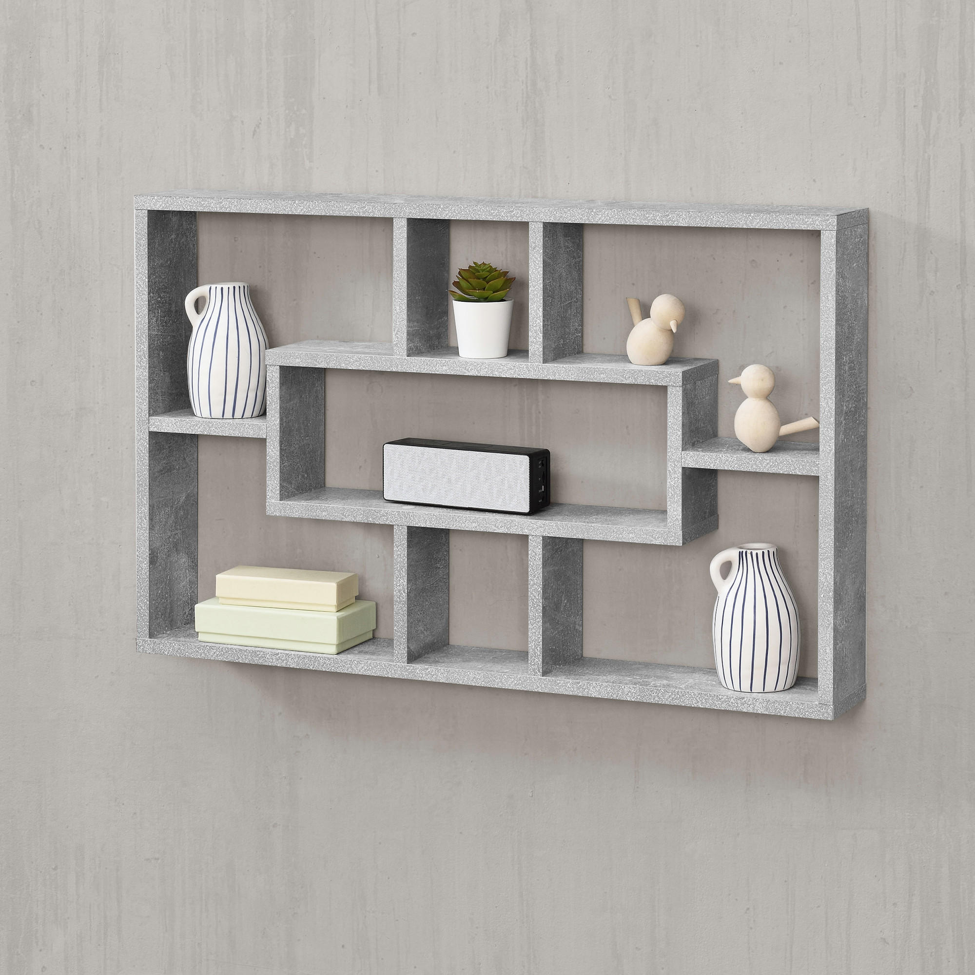 WANDREGAL Qinngua - Grau, Holzwerkstoff (77/48/10cm) - [en.casa]
