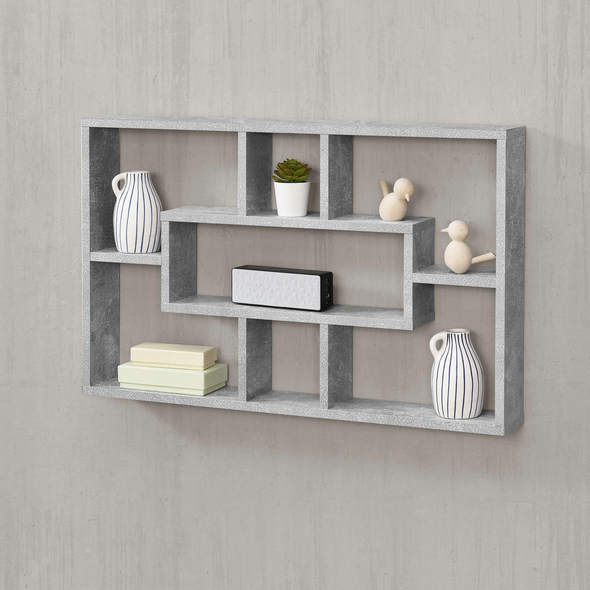 WANDREGAL Qinngua - Grau, Holzwerkstoff (77/48/10cm) - [en.casa]