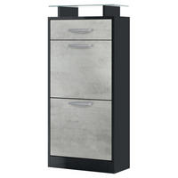 SCHUHSCHRANK Loret Front in Beton Oxid Optik - Hellgrau, Holzwerkstoff (46/104/23cm) - Vladon