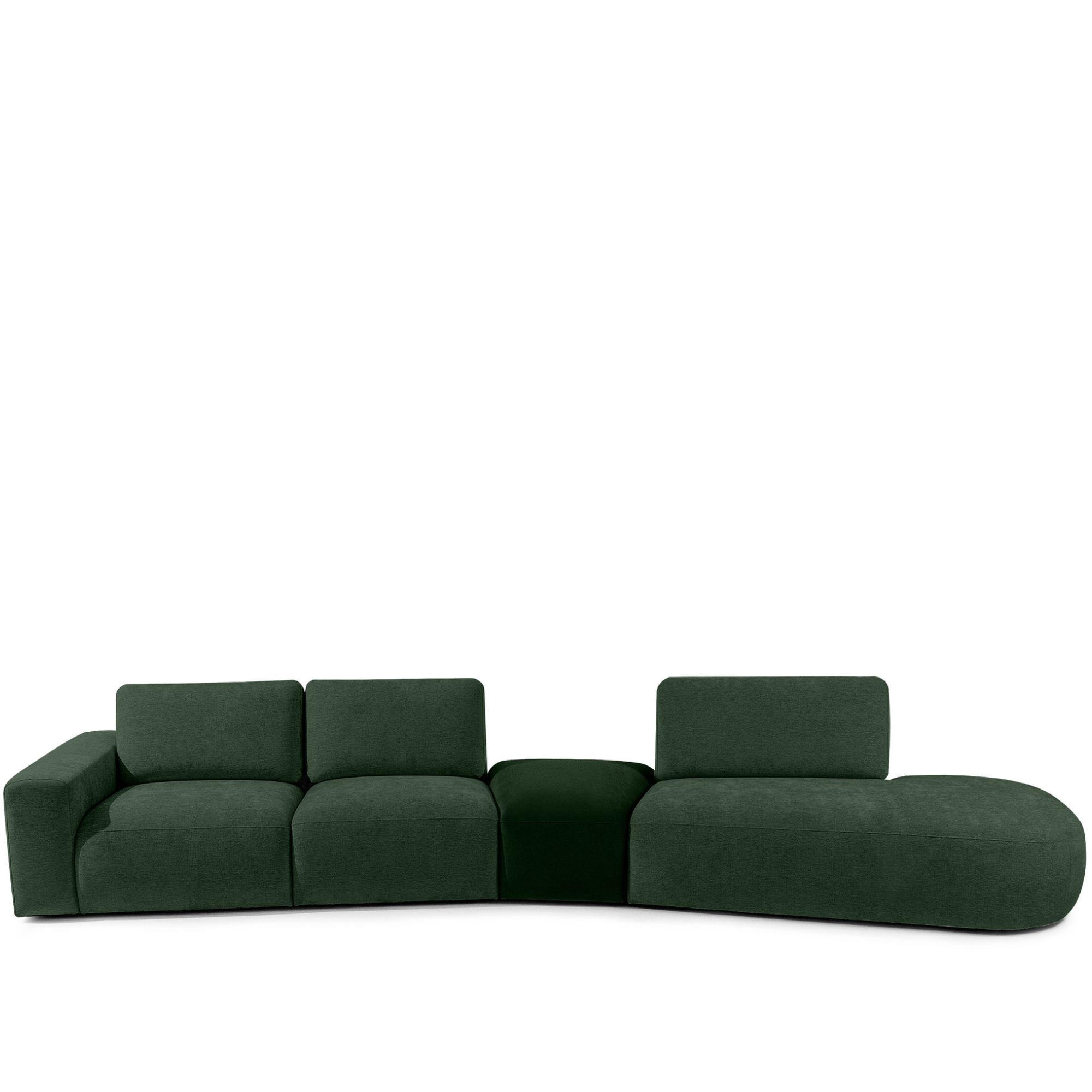 5-SITZER ECKSOFA ZUCCO Chenille rechts, Dunkelgrün - Dunkelgrün, Textil (430/84/105cm) - KONSIMO®
