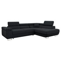 ECKSOFA Torezio Cord, Seite: Rechts - Schwarz, Holz/Textil (274/203cm) - MIRJAN24