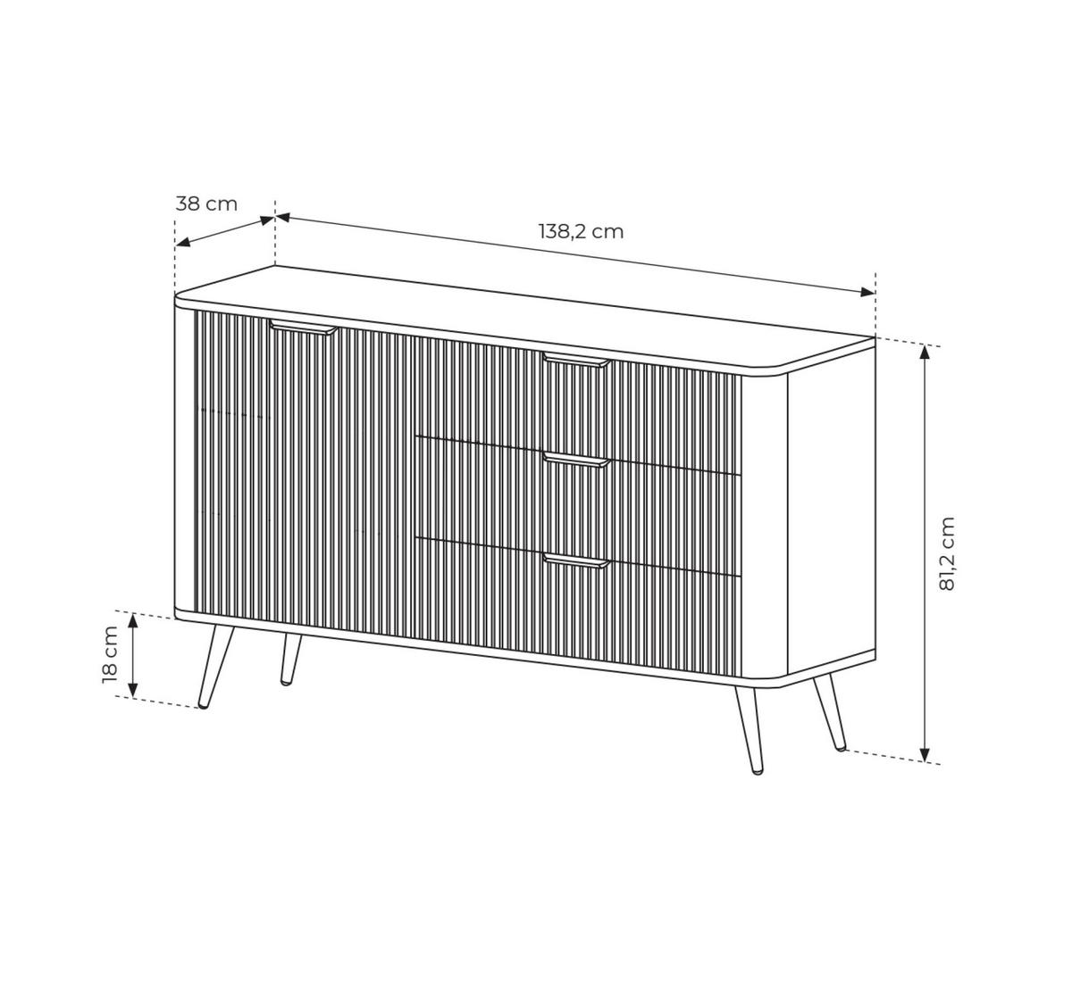 SIDEBOARD LANTE Weiß 138x38x81 cm - Weiß, Holzwerkstoff (138/81/38cm) - FURNLUX