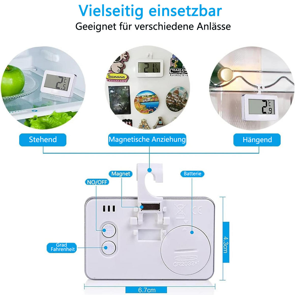 KÜCHENTHERMOMETER Mit Gut Lesbarem LCD-Anzeige Lesen Weiß - Weiß, Kunststoff - Kaket