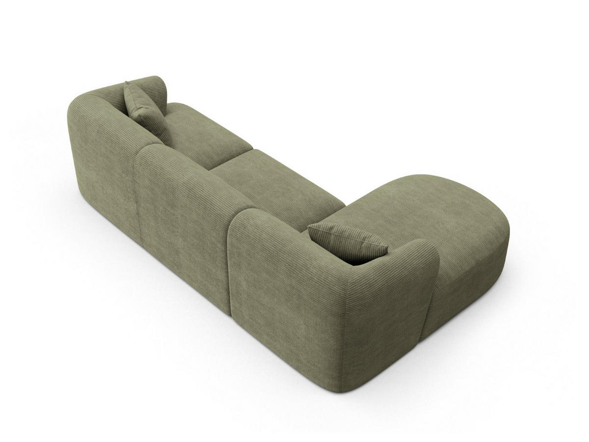 MODULARES-ECKSOFA links Campi aus Cord Moosgrün 4 Sitzplätze - Salbeigrün, Textil (156/256cm) - Cosmopolitan Design