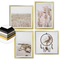 WANDBILDER 4er Set - 50x50 cm & 40x60 cm Goldrahmen - Wiesen, Strand, Boho-Stil - Goldfarben, Kunststoff (50/50cm) - ArtPrintCave
