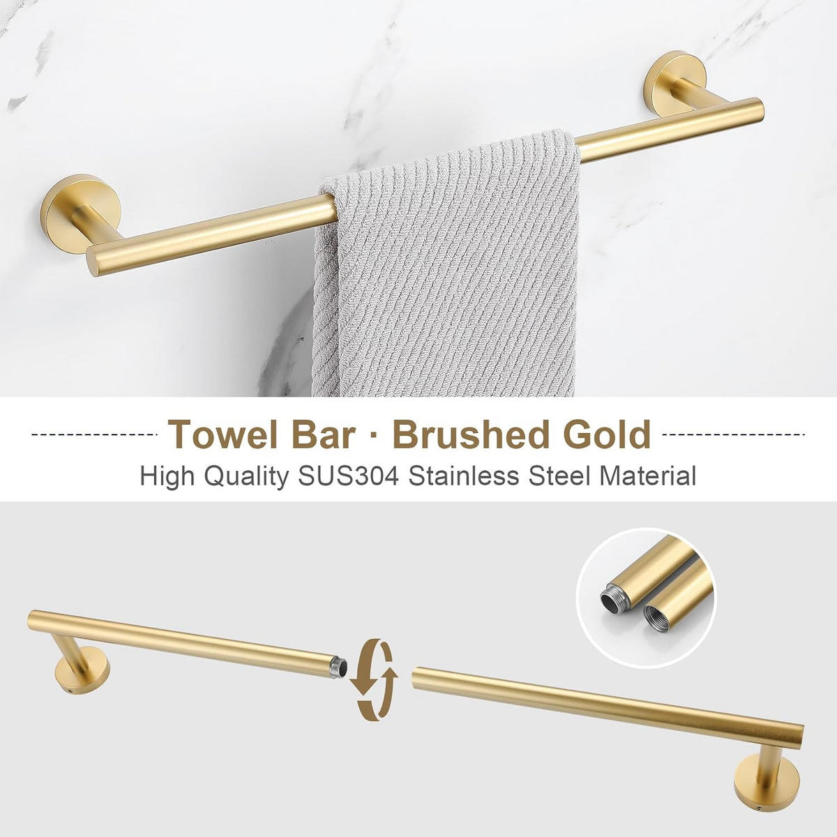 BADEZIMMER-REGAL-SET, gold, 34/17/6 cm - Goldfarben, Metall (17/6/34cm)