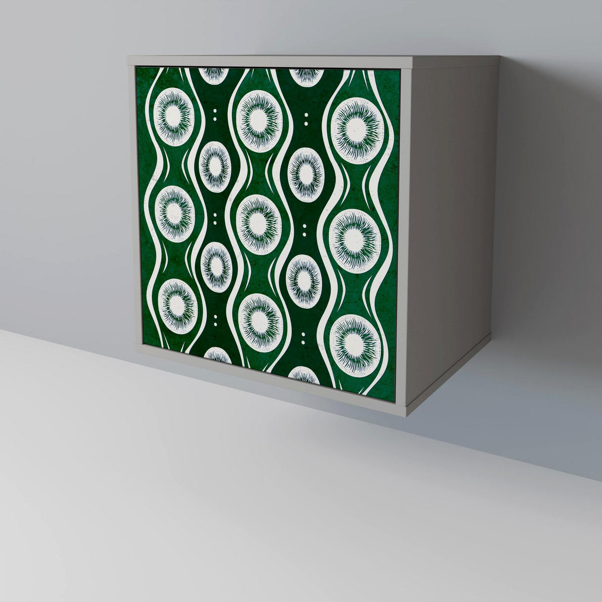 SIDEBOARD GREEN EYES, Grau, 57,5x42x77,5 cm, Schräge Buchenholzfüße - Buchefarben/Multicolor, Holzwerkstoff/Buchenholz (57.5/77.5/42cm) - SpaceRebels
