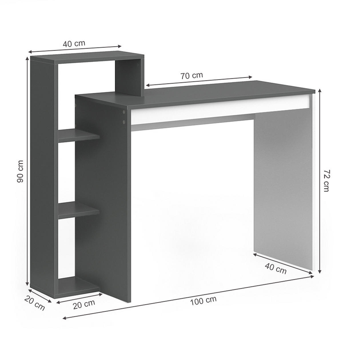 SCHREIBTISCH Leo Anthrazit/Weiß 110 x 40 cm - Anthrazit/Weiß, Holzwerkstoff (40/110/91cm) - Vicco