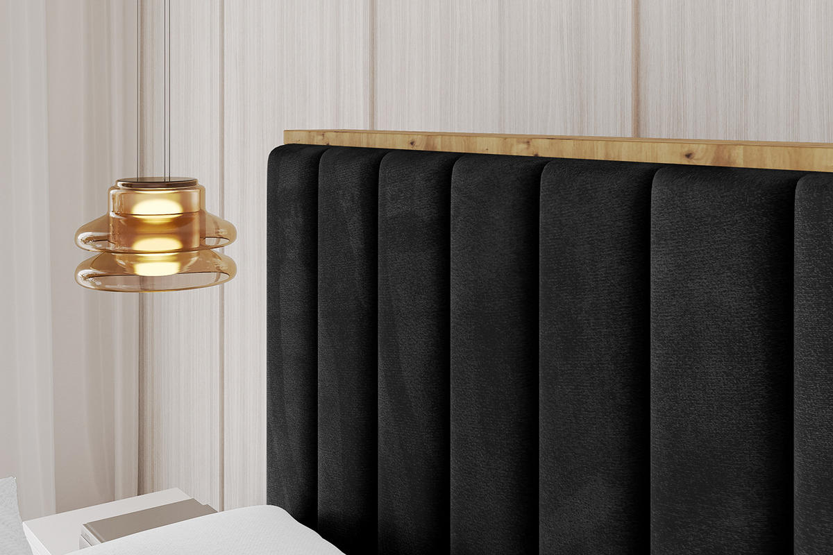 POLSTERBETT mit Bettkasten und Lattenrost, Bett mit Matratze H3/H4 - ENZO4 160x200 Schwarz - Schwarz, Holzwerkstoff/Textil (160/200cm) - ALTDECOR