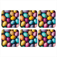 GLASUNTERSETZER 6er-Set Bunt - Ostereier - Spritzer 10x10 cm - Multicolor, Naturmaterialien (10/0.2cm) - MuchoWow