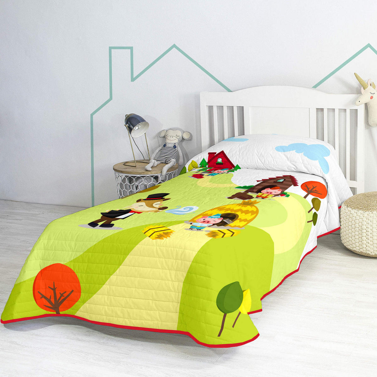TAGESDECKE piggys 180x260 cm (bett 80/90/105) mehrfarbig - Multicolor, Textil (180/260cm) - Happy Friday