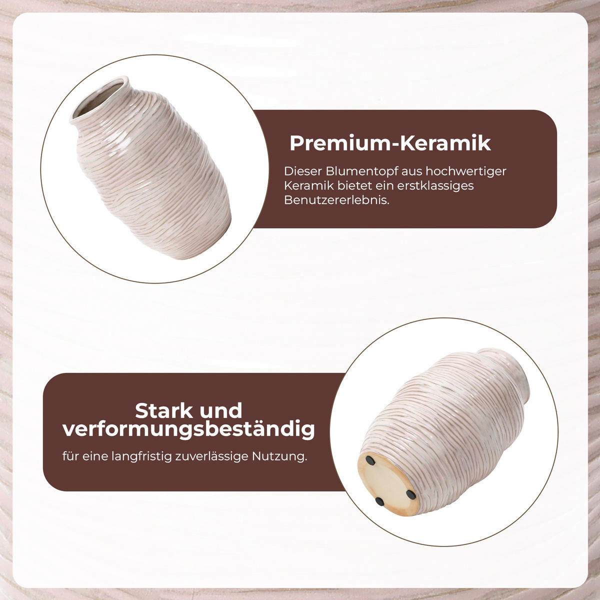 VASE Ø 16 x H 24.5 cm - Roségold, Keramik (24.5cm) - Hometopia