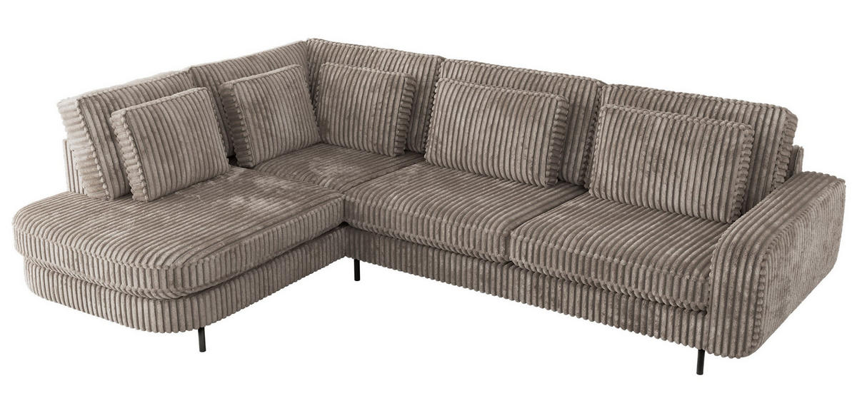 ROHOVÁ SEDAČKA CALENO L - Světle hnědá Manšestr - Pravá Strana - černá/světle hnědá, kov/textil (317/225cm) - MKS
