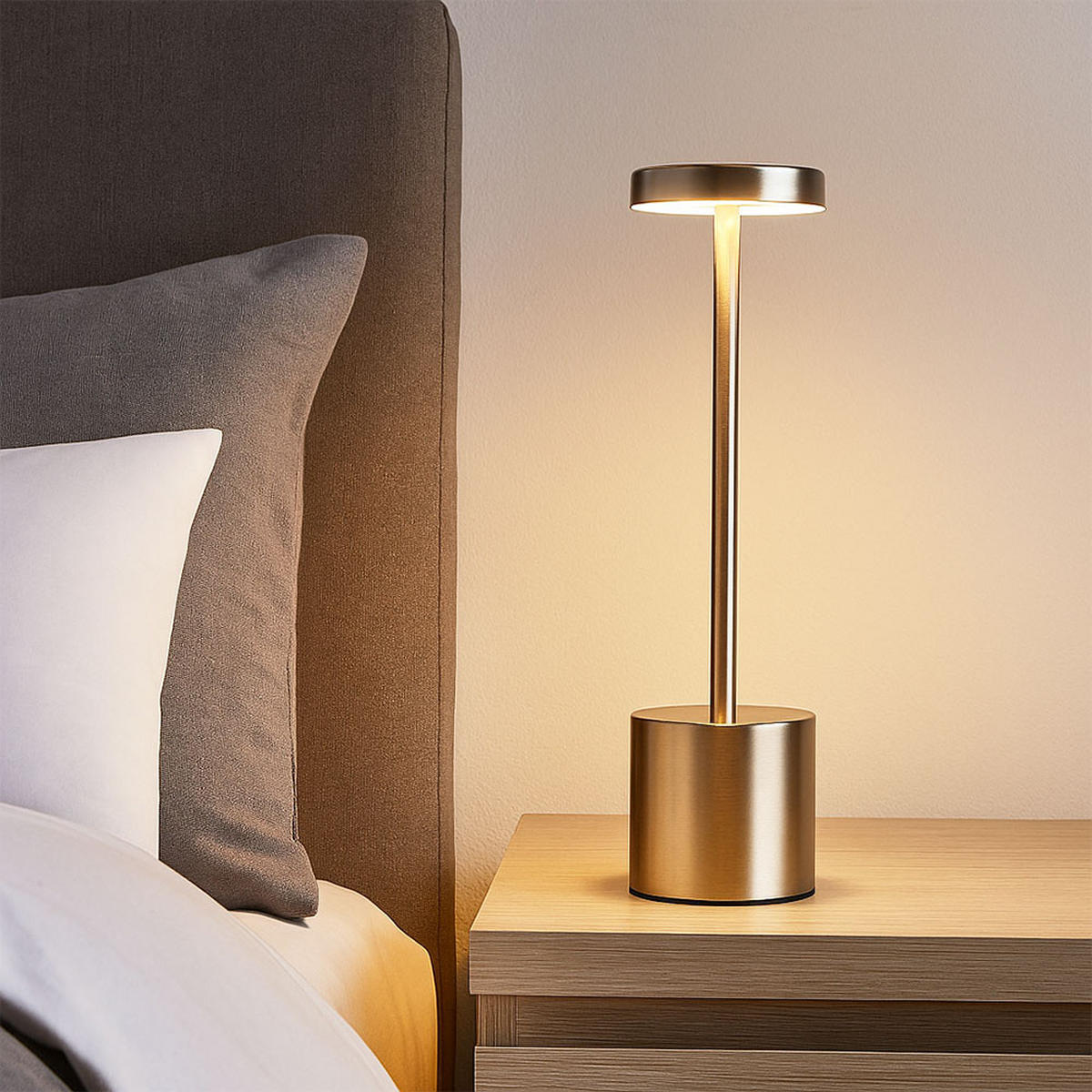 LED TISCHLEUCHTE POLINA Akku Schwarz - Silberfarben, Metall (8/8/34cm) - Globo Lighting