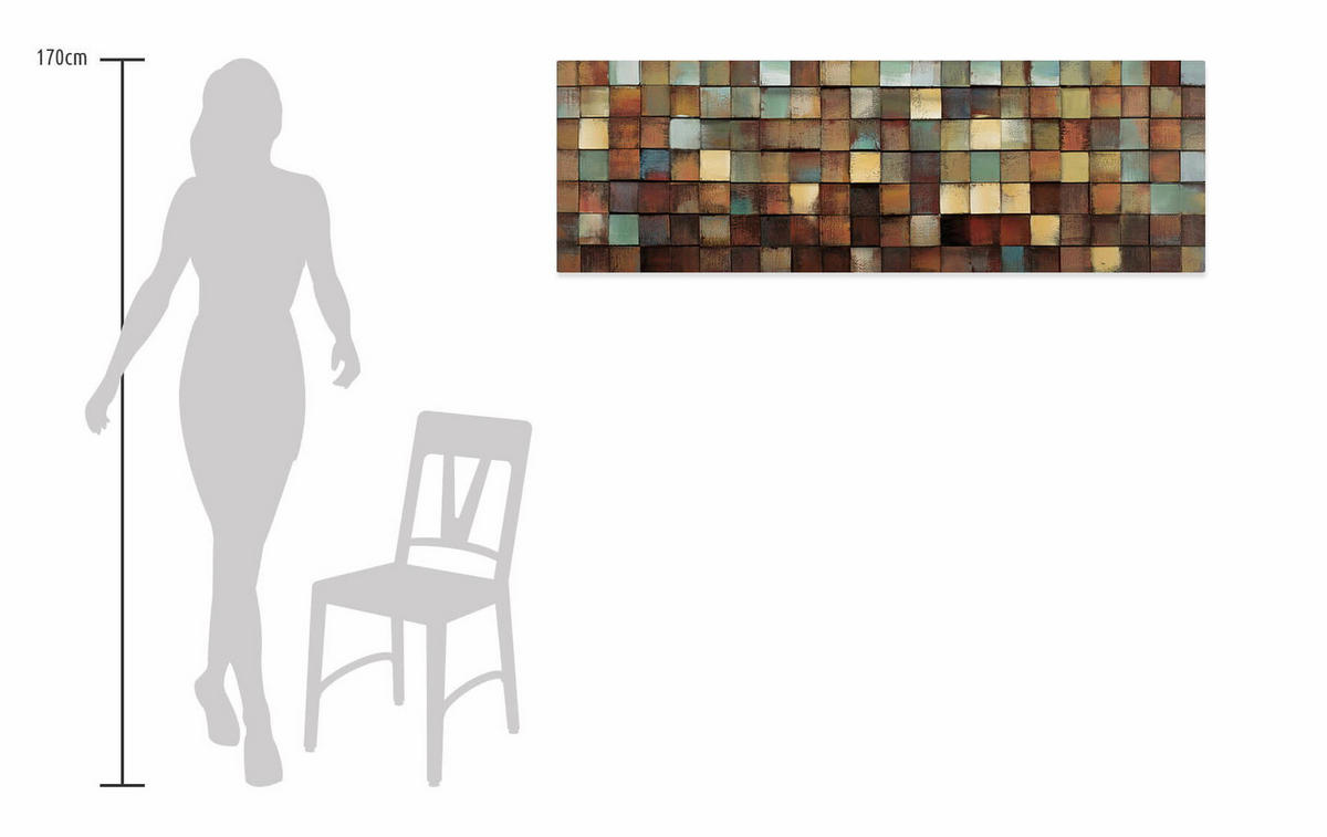 HOLZBILD Braun 144/44 cm - Braun/Grün, Holz (144/44cm) - KUNSTLOFT