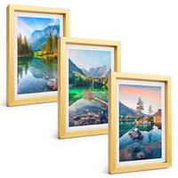 BILDER SET 3er Set - 20x30 cm Goldrahmen - Naturlandschaft der Bergseen - Goldfarben, Kunststoff (20/30cm) - TULUP