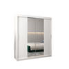SCHWEBETÜRENSCHRANK 200/180/62 2-türig - Silberfarben/Weiß, Holz/Kunststoff (180/200/62cm) - MÖBEL KRYSPOL