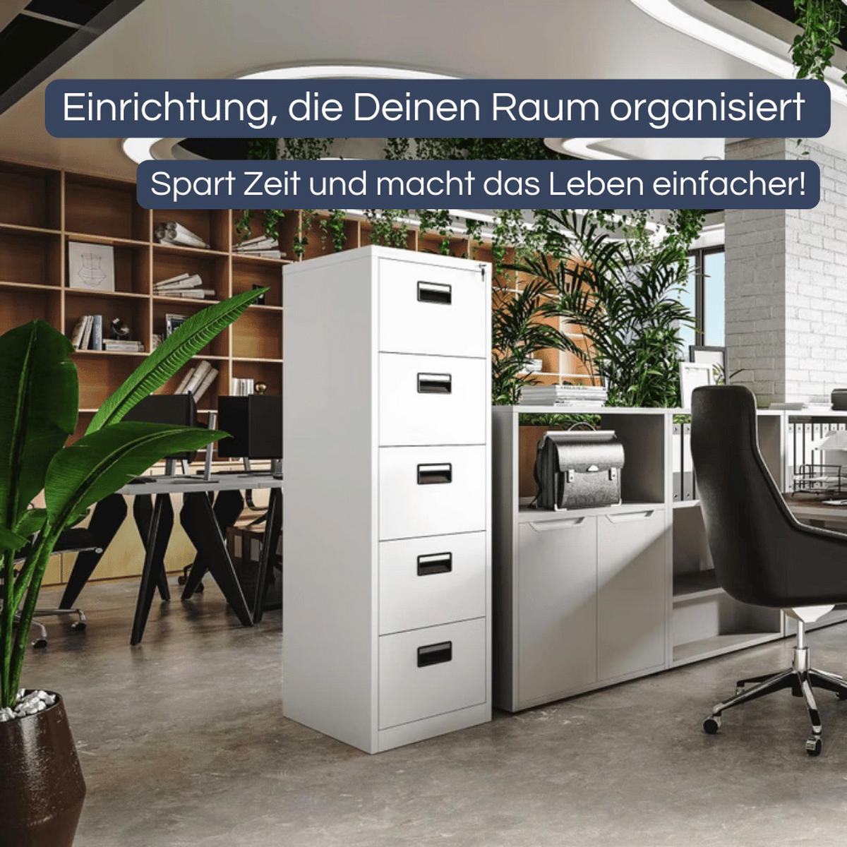 HÄNGEREGISTERSCHRANK abschließbar TION 5 Schubladen 163x46x62cm Weiß - Weiß, Metall (46/163/62cm) - DELUKE