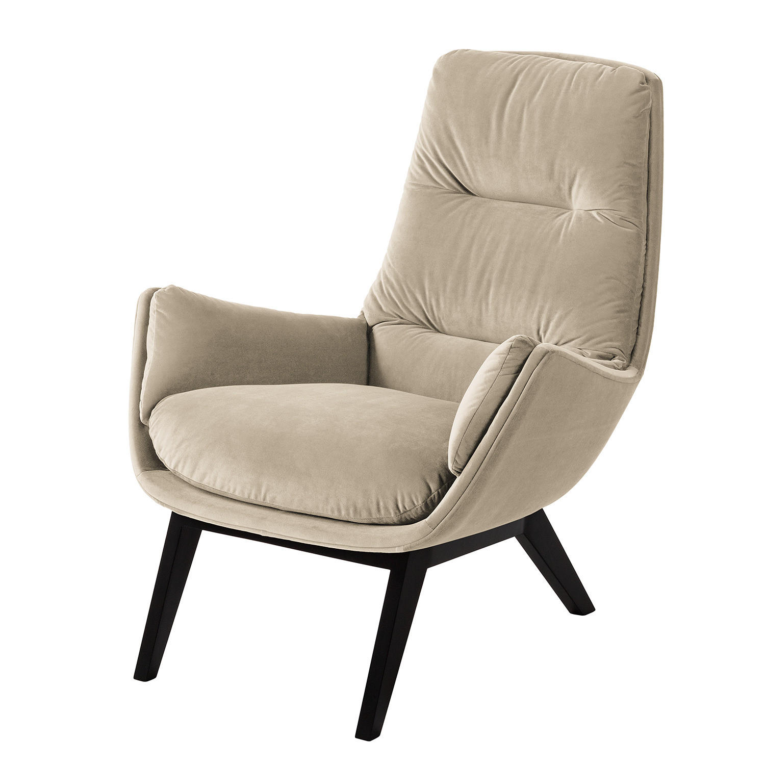 SESSEL mit Holzfüßen - Beige/Schwarz, Eichenholz/Textil (83/95/97cm) - home24