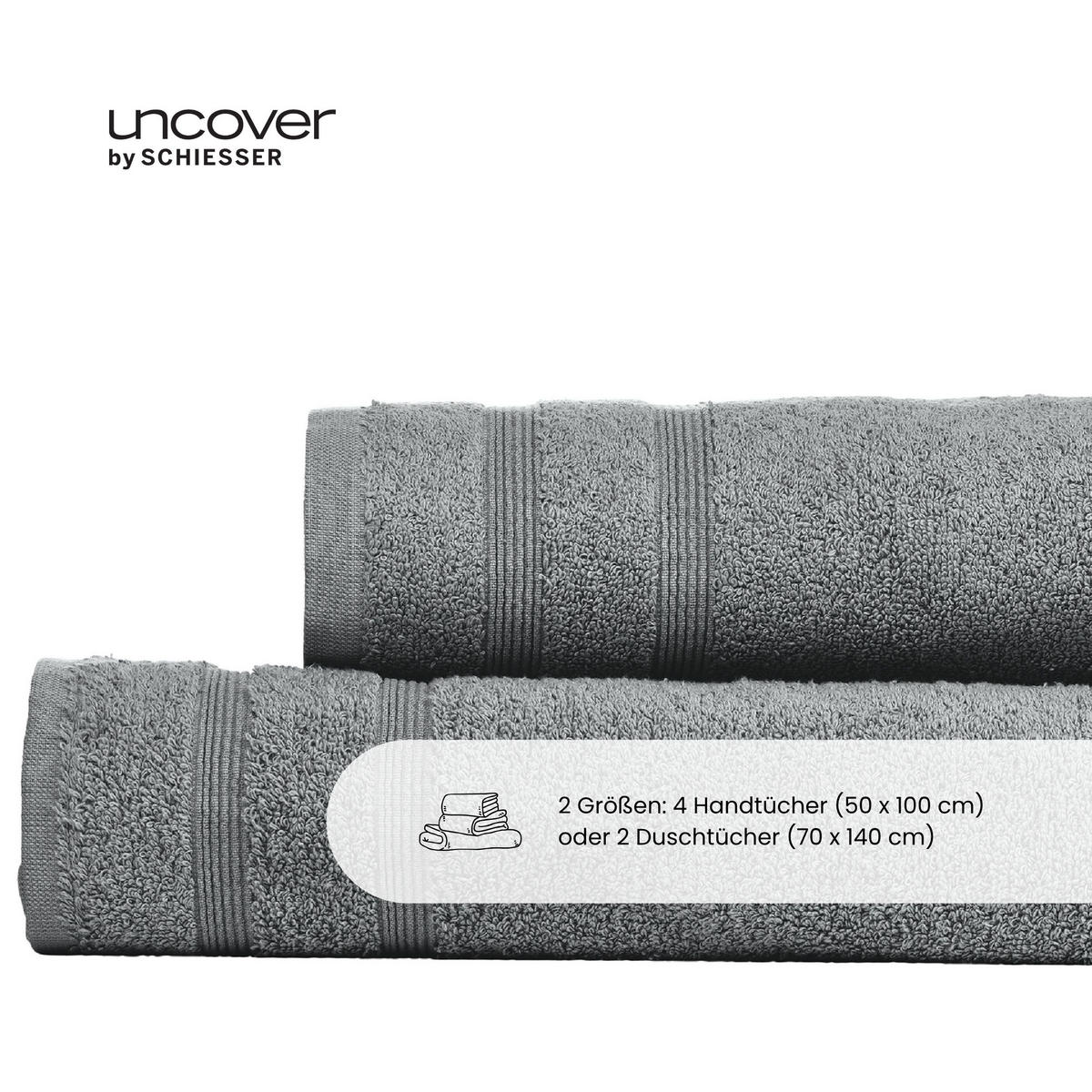 DUSCHTUCHSET Brooklyn - 2-teilig - 70x140 cm - Dunkelgrau - Dunkelgrau, Textil (70/140cm) - Uncover by Schiesser