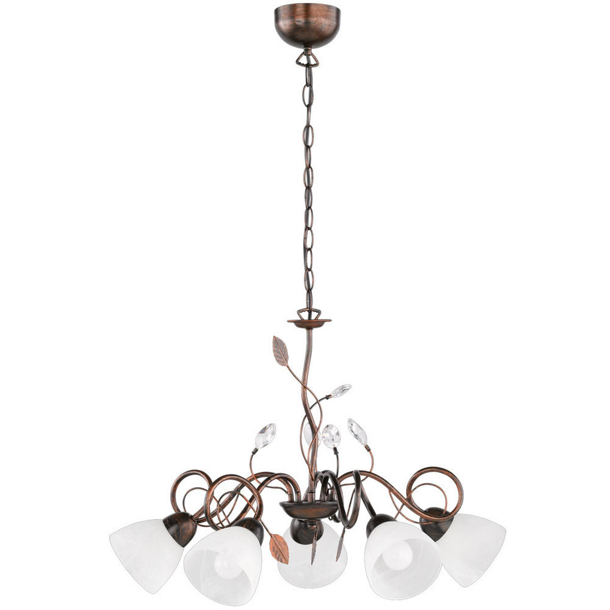 HÄNGELEUCHTE Kristalblätter Rostoptik Braun - Braun, Glas (70/70/150cm)