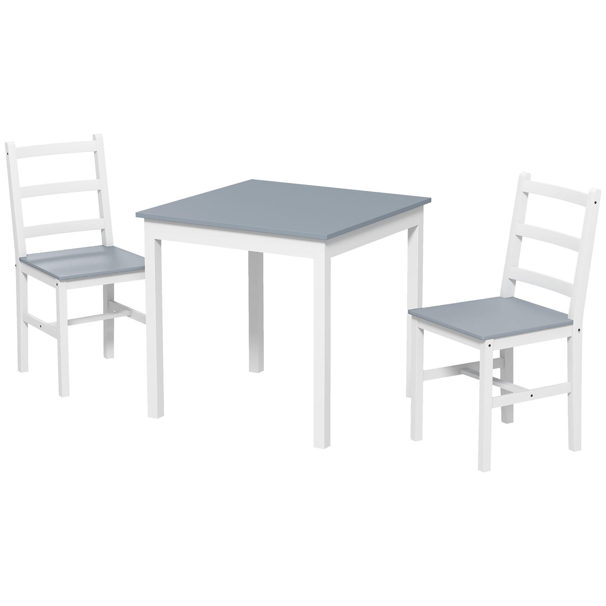 ESSGRUPPE, Kiefernholz, Grau+Weiß - Grau, Holz (75/73/75cm) - HOMCOM