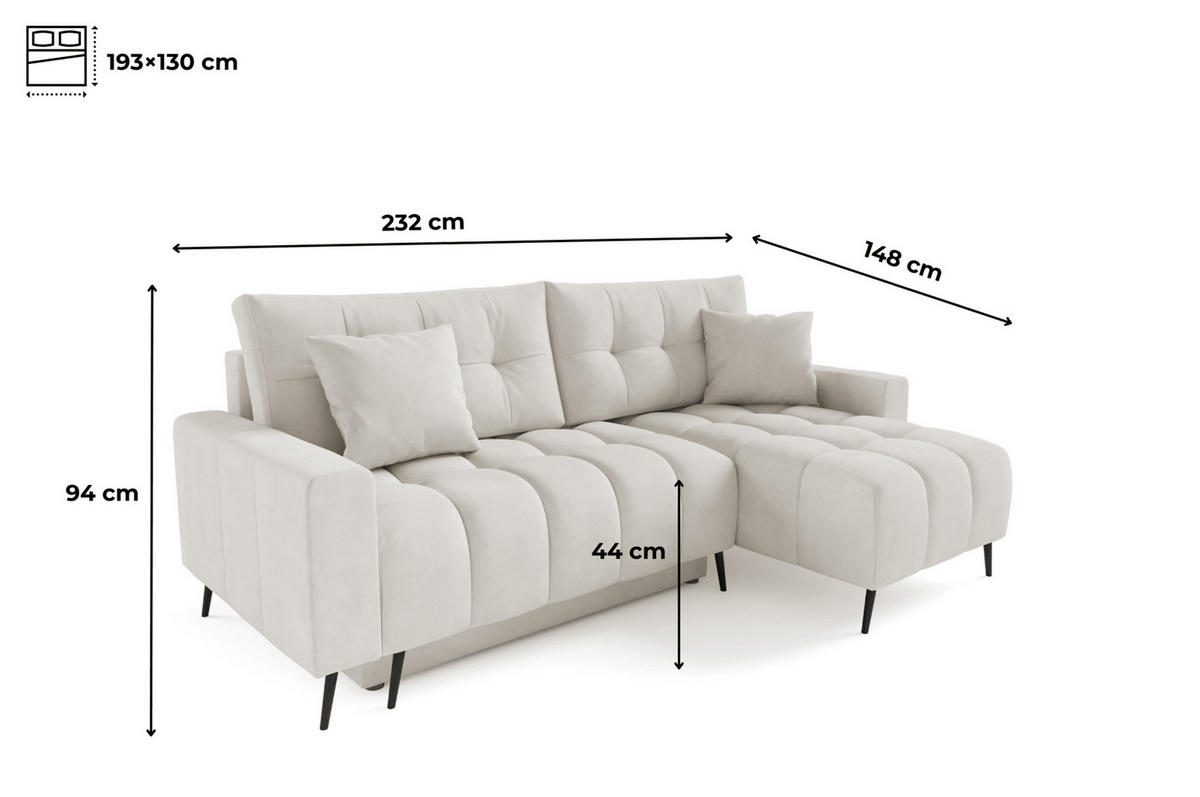 ECKSOFA - Sofa Forta mini - Ecru (Amon 17) - Ecru, Holz (232/148cm)