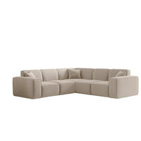 ECKSOFA Univ Celes Premium Opera Velvet - Sandfarben, Holzwerkstoff/Textil (246/246cm) - Fun Möbel