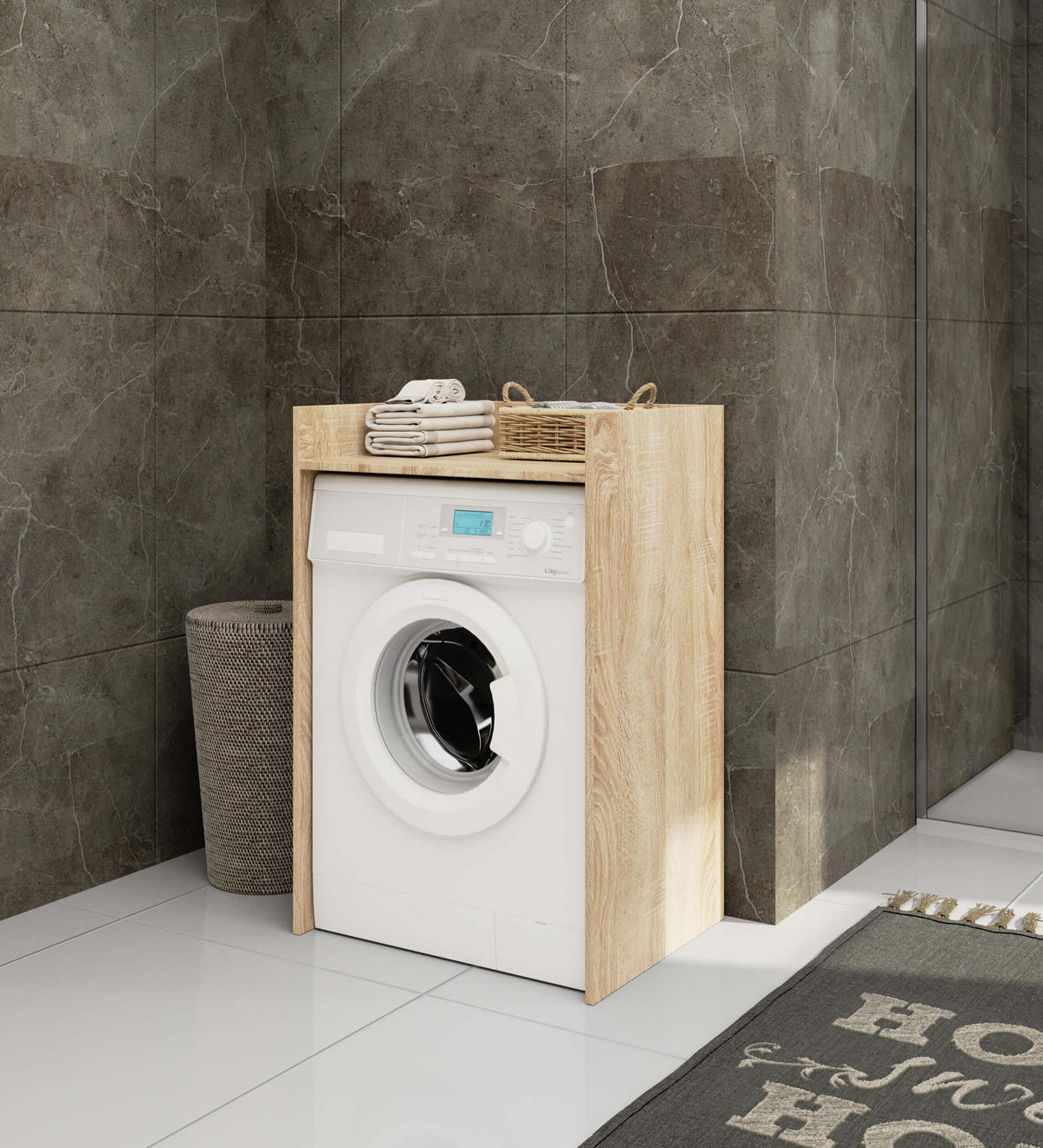 WASCHMASCHINENSCHRANK FIN Sonoma-Eiche 50x64x98 cm - Sonoma Eiche, Holzwerkstoff (64/98/50cm) - Akord